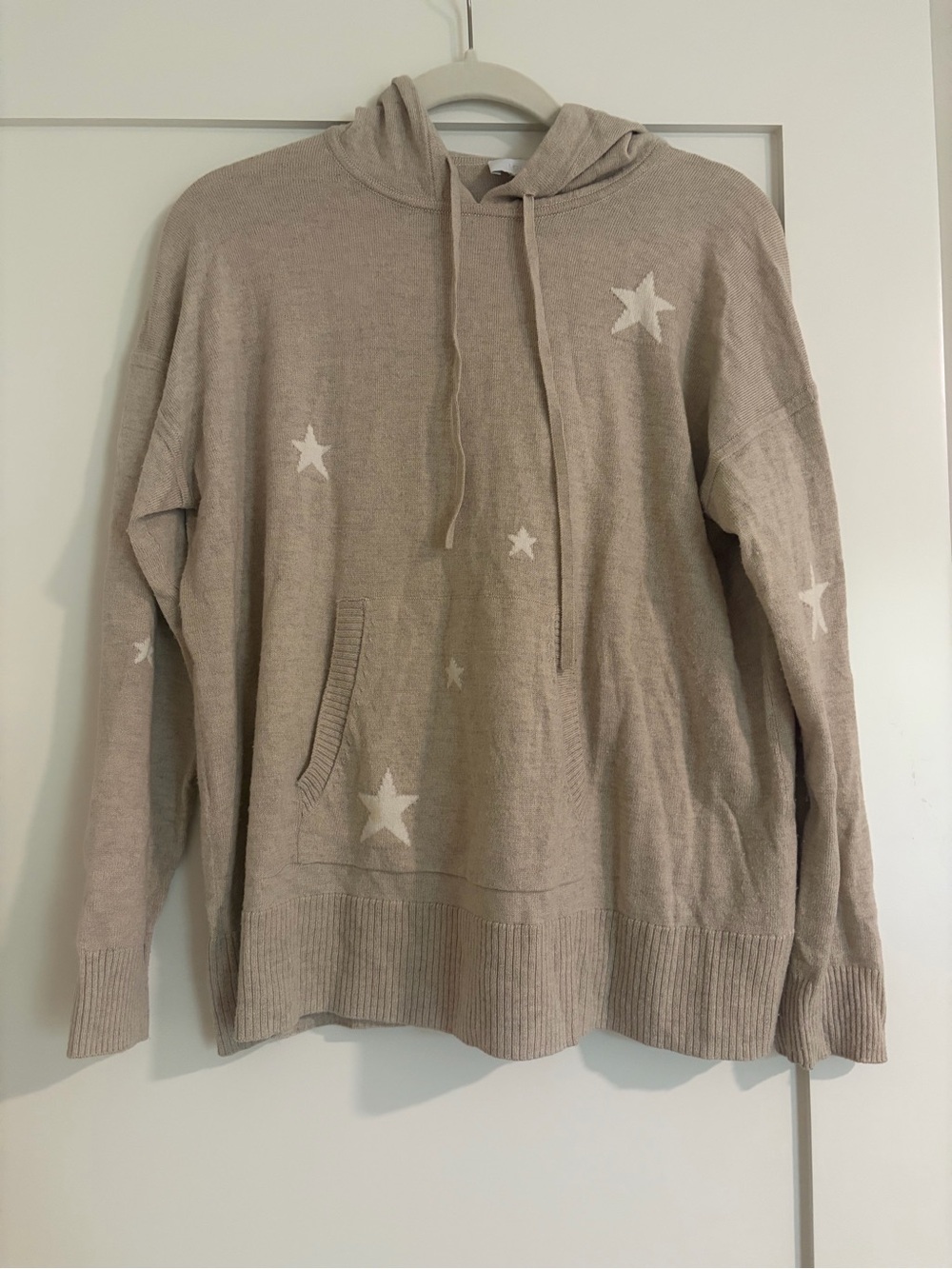 The White Company Women’s Beige Star-Print cashmere wool blend Hoodie Sweater| S